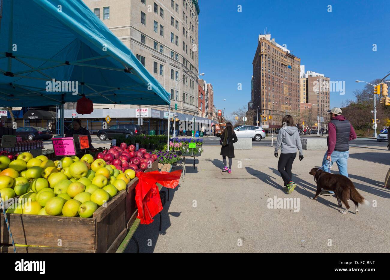 USA, New York, Brooklyn, Park Slope Bezirk Grand Army Plaza Greenmarket, den kleinen grünen Markt am Eingang zum Prospect Park Stockfoto