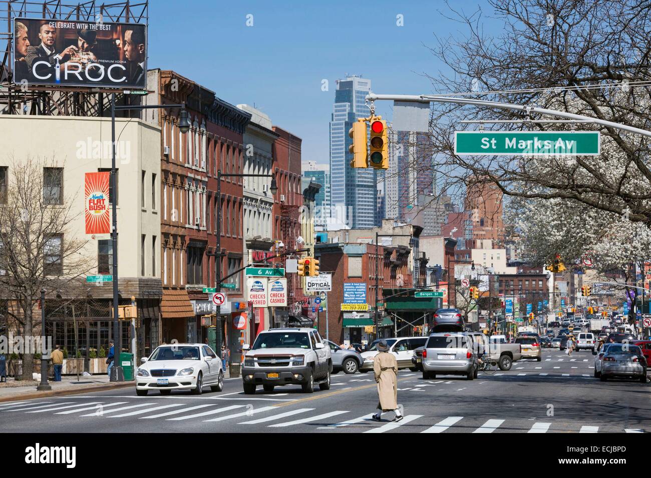 Prospect Heights, USA, New York und Brooklyn Boerum Hill Viertel Flatbush avenue Stockfoto