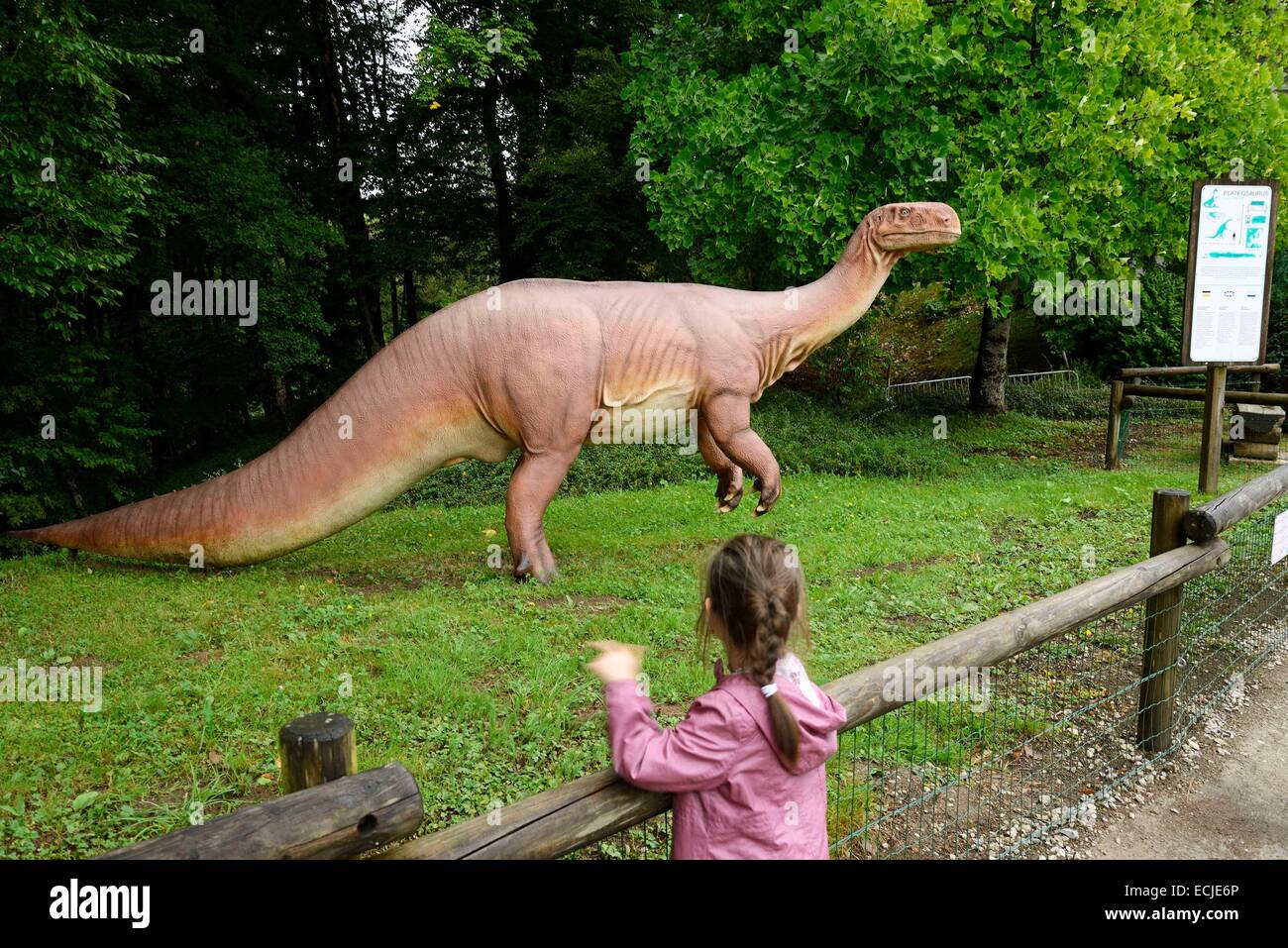 Frankreich, Doubs, Charbonnieres Les Sapins, Dino prähistorischen Tierpark, Plateosaurus Stockfoto