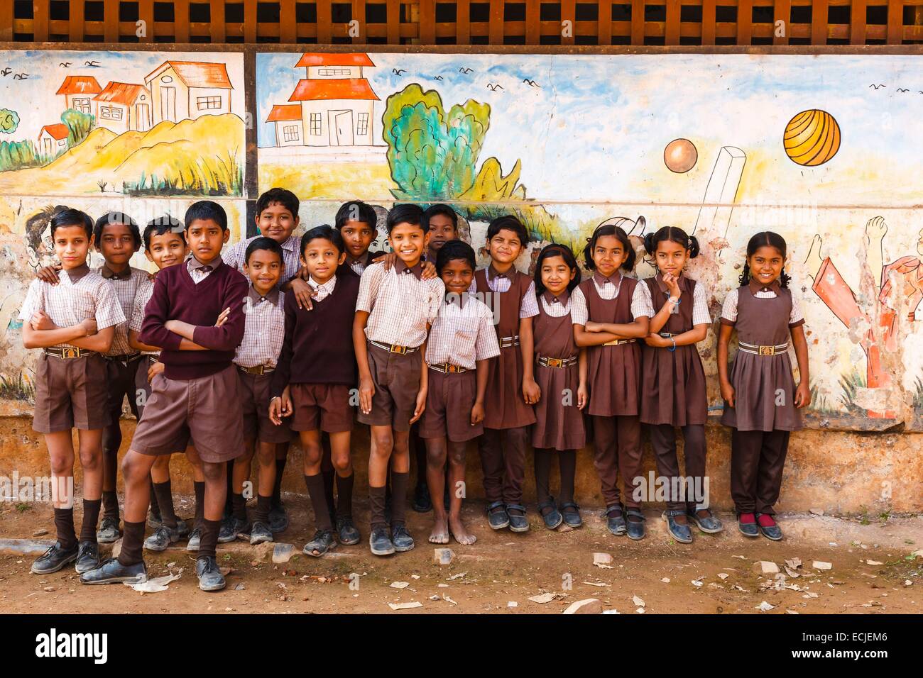 Indien, Chhattisgarh, Jagdalpur, Schüler-Gruppe Stockfoto