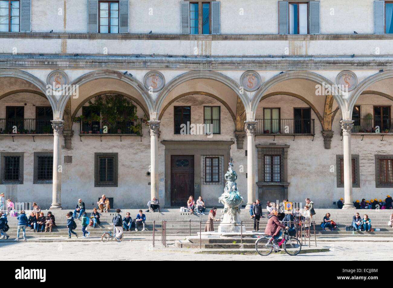 Italien, Toskana, Florenz, Piazza della SS. Annunziata, The Porch der Bruderschaft der Diener Mariens, UNESCO-Weltkulturerbe Stockfoto
