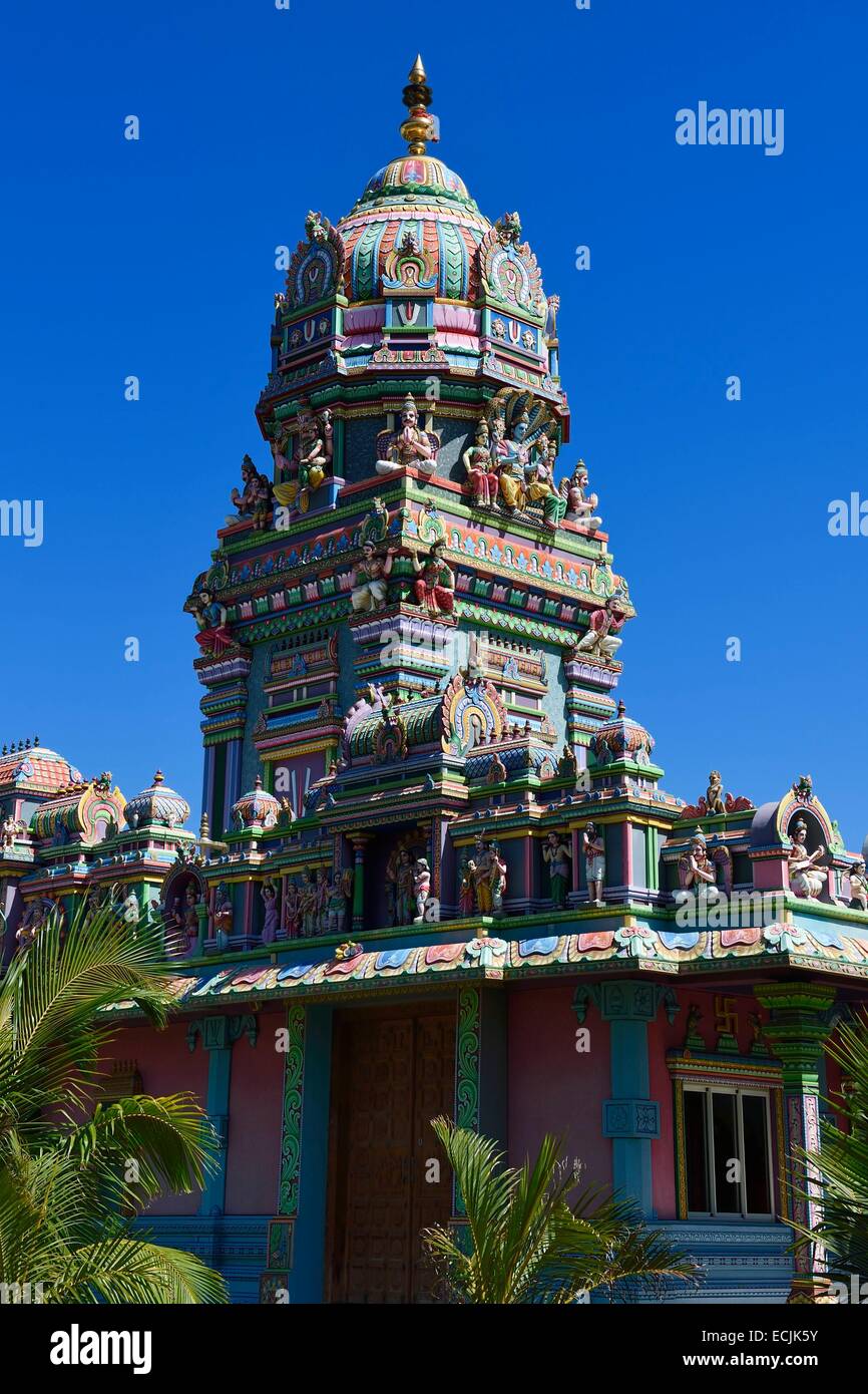 Frankreich, La Réunion (französische Übersee-Departement), Saint-Pierre, La Schlucht Blanche, Narassingua Perournal Tamil-Tempel Stockfoto