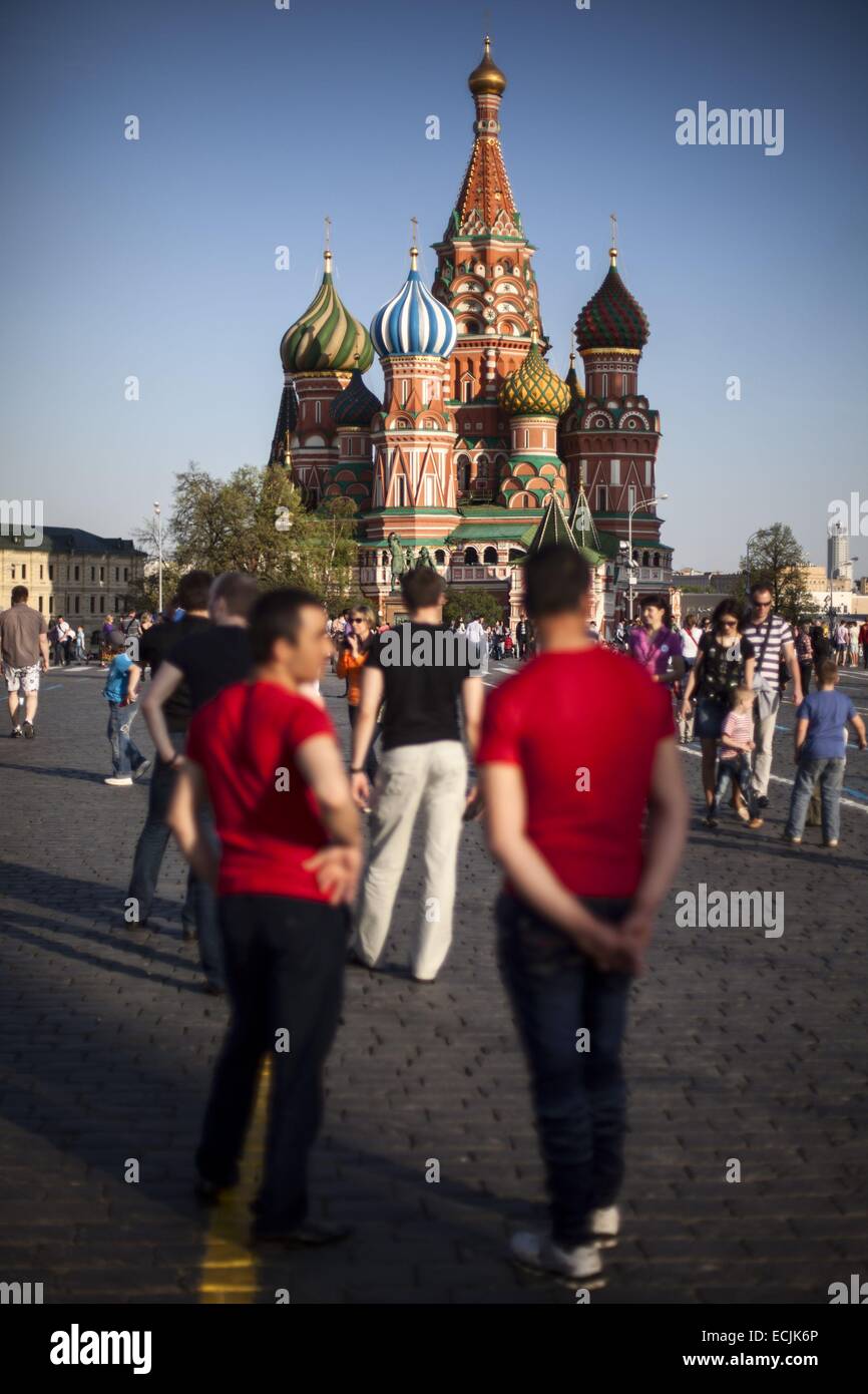 Russland, Moskau, St, Basilius Kathedrale auf dem Roten Platz, von der UNESCO als Welterbe gelistet Stockfoto