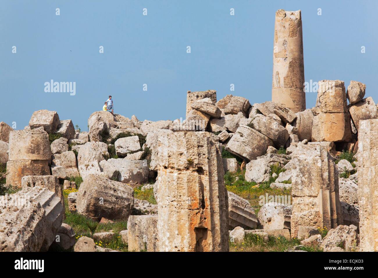 Italien, Sizilien, Selinunte, den archäologischen Park der antiken griechischen Stadt, die Ruinen des Tempels F und G Stockfoto