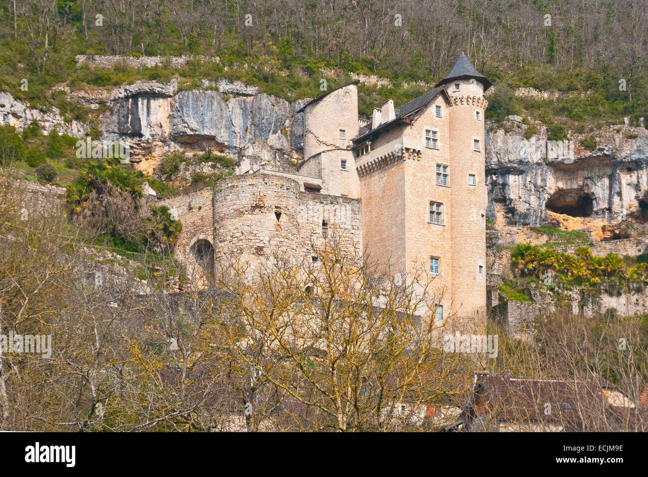 Frankreich, Lot, Larroque Toirac, Schloss Larroque Toirac 12. und 14. Jahrhundert Stockfoto