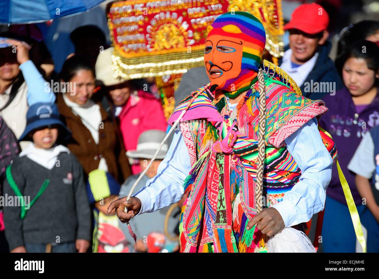 Peru, Cuzco Provinz, Cuzco, Weltkulturerbe der UNESCO, Corpus Christi fest, für mehrere Tage im Juni, Parade durch die Straßen, die Jungfrau Maria und die Heiligen der Stadt Stockfoto