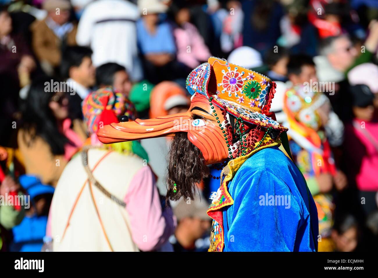Peru, Cuzco Provinz, Cuzco, Weltkulturerbe der UNESCO, Corpus Christi fest, für mehrere Tage im Juni, Parade durch die Straßen, die Jungfrau Maria und die Heiligen der Stadt Stockfoto