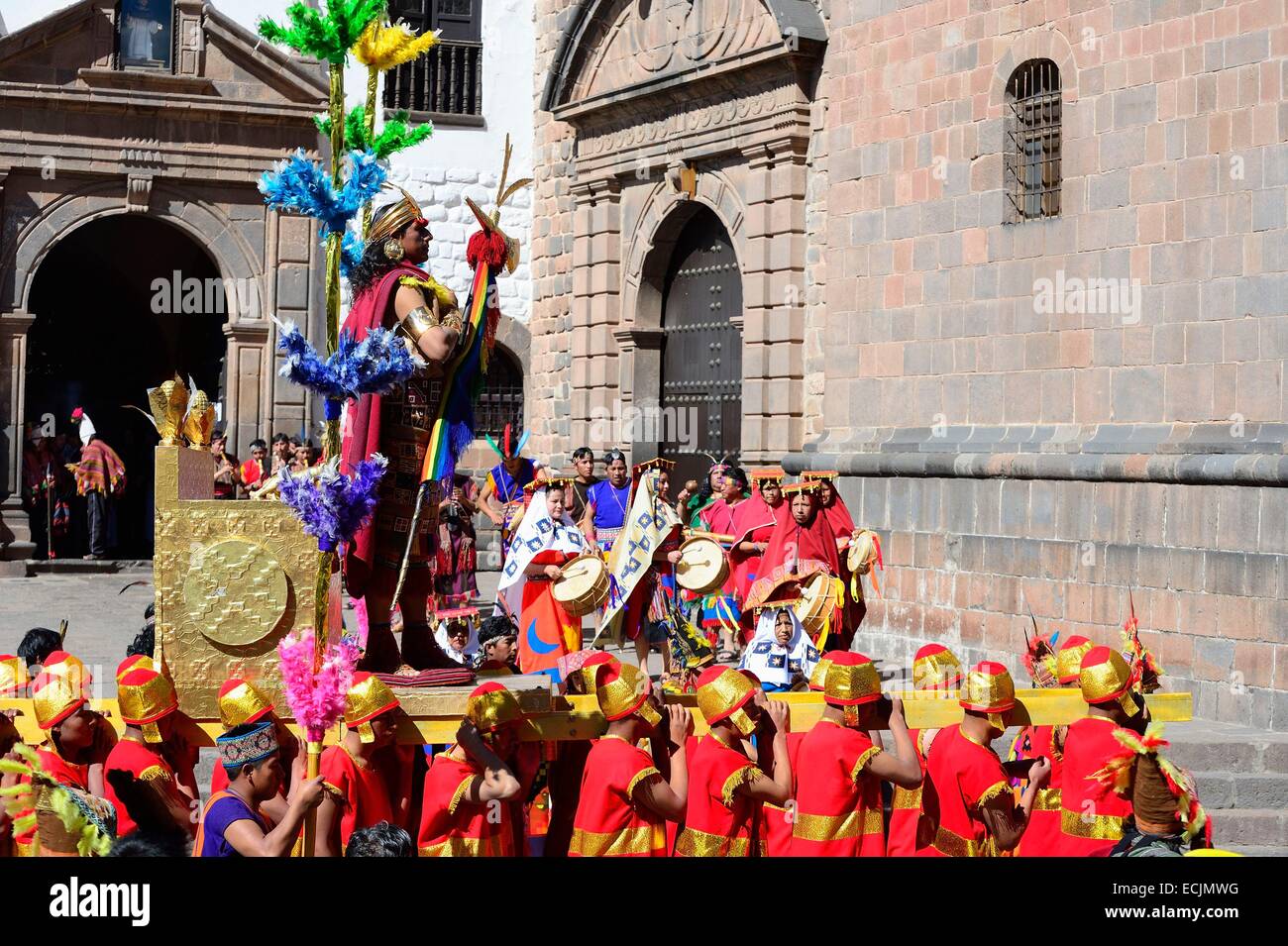 Peru, Cuzco Provinz, Cuzco, Weltkulturerbe von UNESCO, Inti Raymi, Festival der Sonne, ein wichtiges Inka fest, die stattfindet jeden Juni 24 in das historische Zentrum und Saqsayhuaman, Kennzeichnung der Winter-Sonnenwende und dem Beginn des co Stockfoto