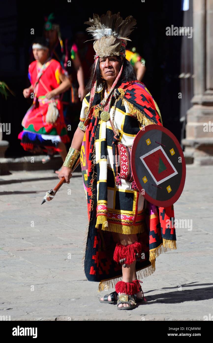 Peru, Cuzco Provinz, Cuzco, Weltkulturerbe von UNESCO, Inti Raymi, Festival der Sonne, ein wichtiges Inka fest, die stattfindet jeden Juni 24 in das historische Zentrum und Saqsayhuaman, Kennzeichnung der Winter-Sonnenwende und dem Beginn des co Stockfoto