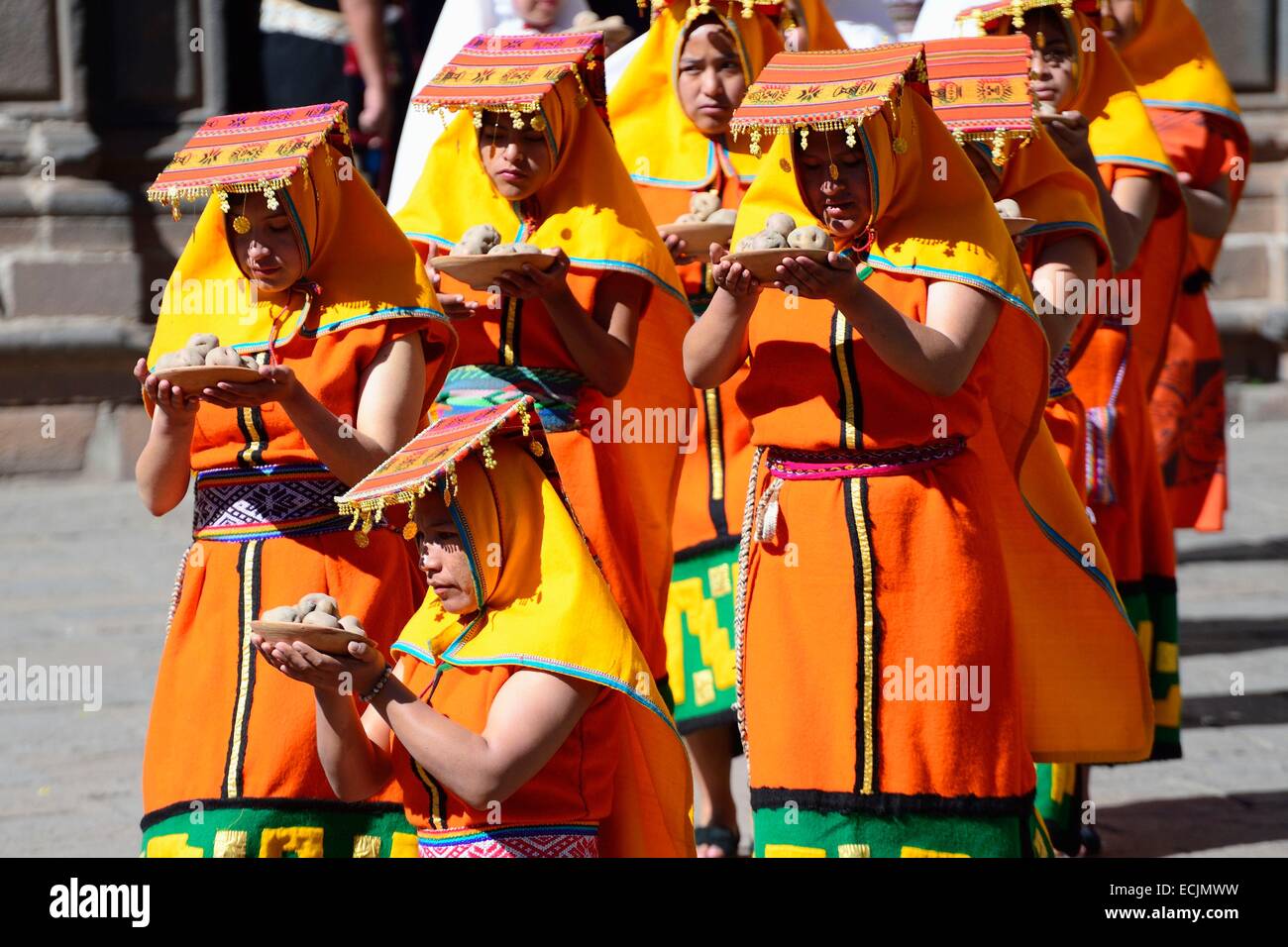 Peru, Cuzco Provinz, Cuzco, Weltkulturerbe von UNESCO, Inti Raymi, Festival der Sonne, ein wichtiges Inka fest, die stattfindet jeden Juni 24 in das historische Zentrum und Saqsayhuaman, Kennzeichnung der Winter-Sonnenwende und dem Beginn des co Stockfoto