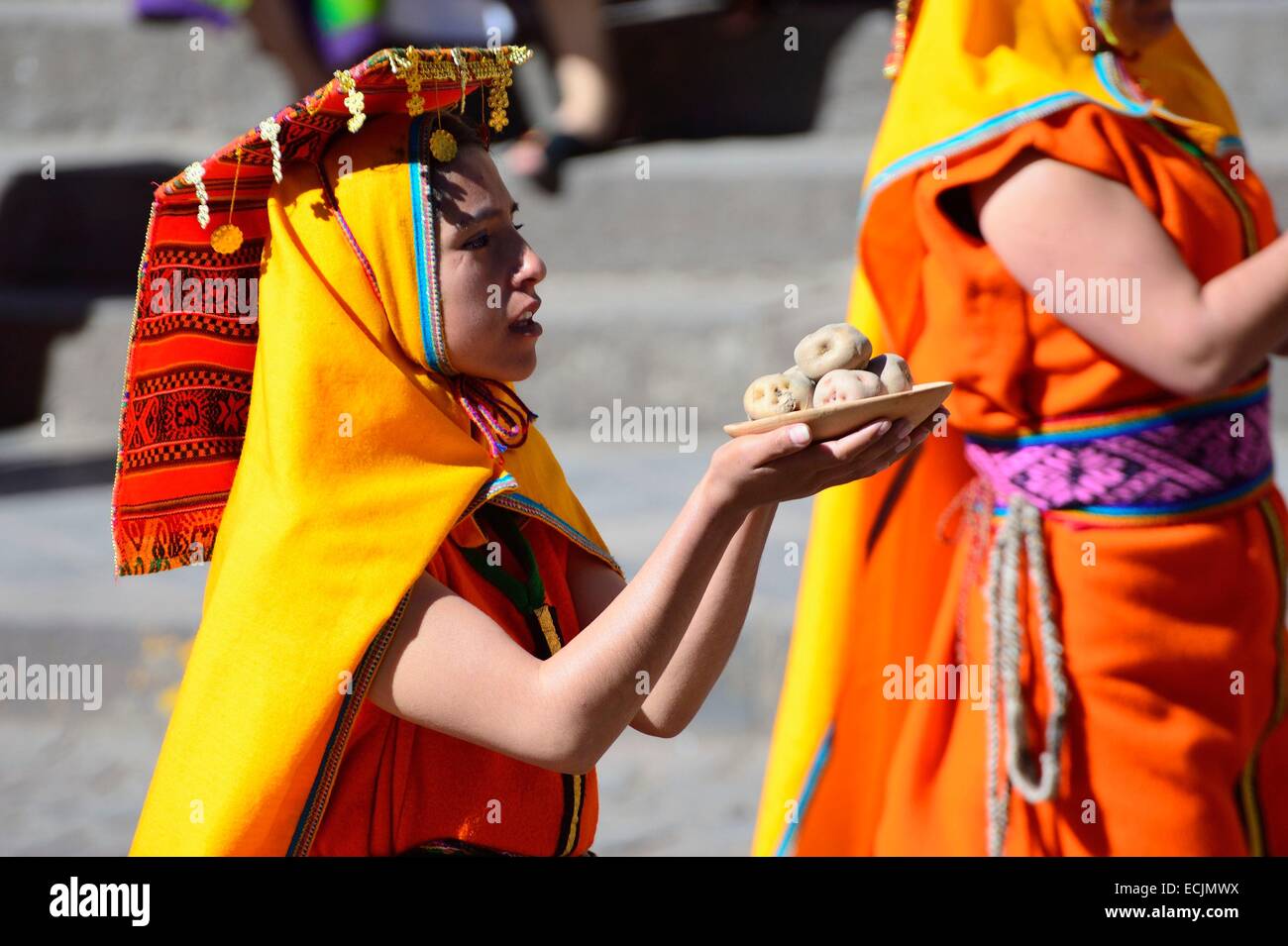 Peru, Cuzco Provinz, Cuzco, Weltkulturerbe von UNESCO, Inti Raymi, Festival der Sonne, ein wichtiges Inka fest, die stattfindet jeden Juni 24 in das historische Zentrum und Saqsayhuaman, Kennzeichnung der Winter-Sonnenwende und dem Beginn des co Stockfoto