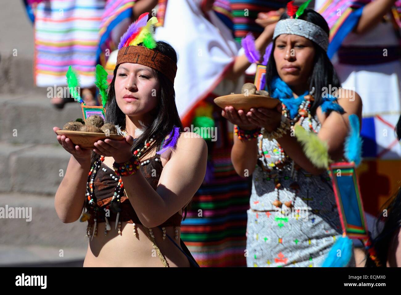 Peru, Cuzco Provinz, Cuzco, Weltkulturerbe von UNESCO, Inti Raymi, Festival der Sonne, ein wichtiges Inka fest, die stattfindet jeden Juni 24 in das historische Zentrum und Saqsayhuaman, Kennzeichnung der Winter-Sonnenwende und dem Beginn des co Stockfoto