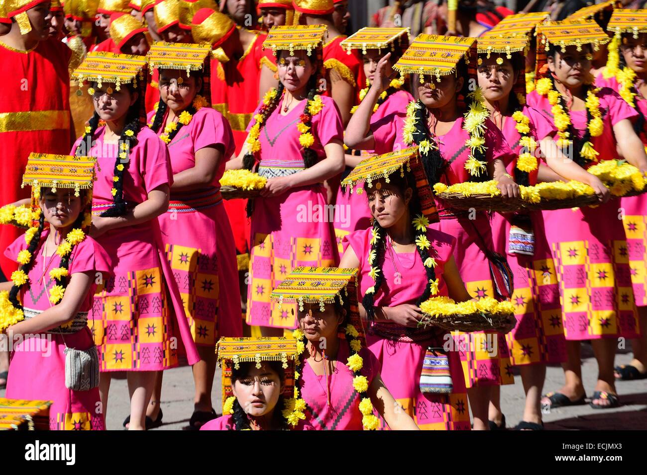 Peru, Cuzco Provinz, Cuzco, Weltkulturerbe von UNESCO, Inti Raymi, Festival der Sonne, ein wichtiges Inka fest, die stattfindet jeden Juni 24 in das historische Zentrum und Saqsayhuaman, Kennzeichnung der Winter-Sonnenwende und dem Beginn des co Stockfoto