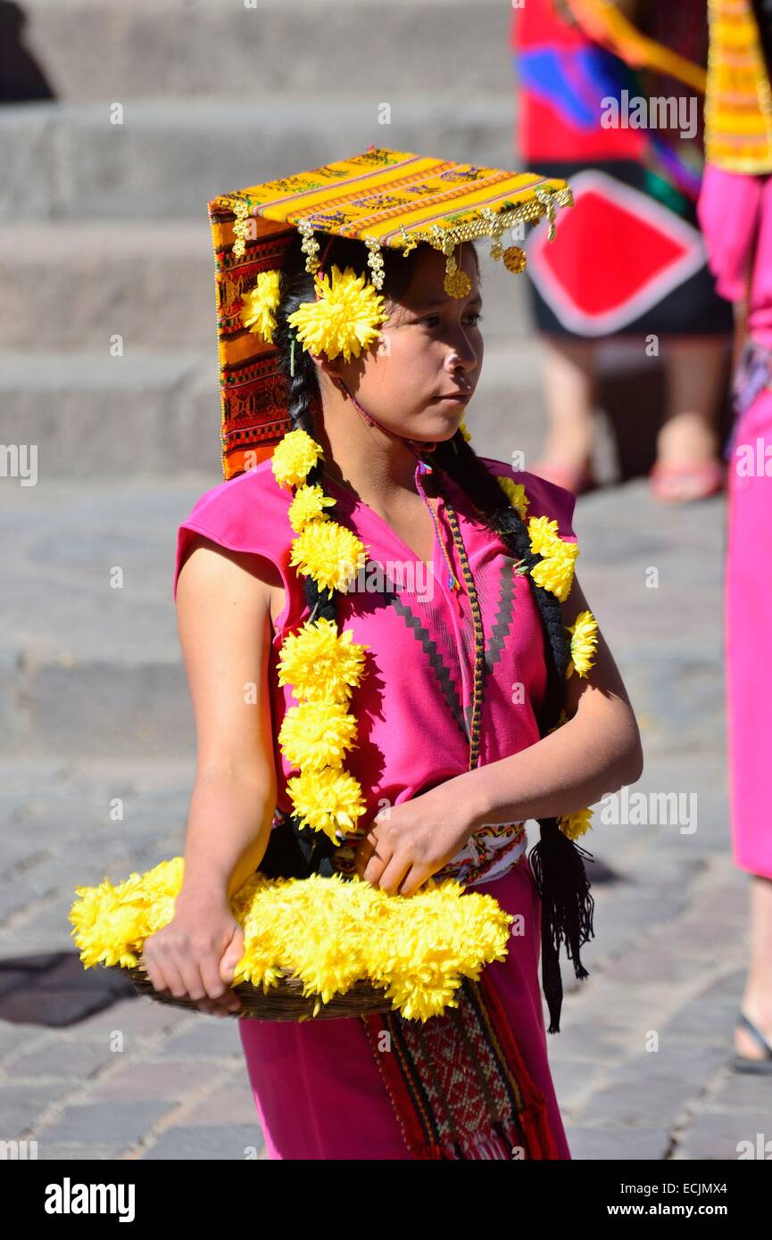 Peru, Cuzco Provinz, Cuzco, Weltkulturerbe von UNESCO, Inti Raymi, Festival der Sonne, ein wichtiges Inka fest, die stattfindet jeden Juni 24 in das historische Zentrum und Saqsayhuaman, Kennzeichnung der Winter-Sonnenwende und dem Beginn des co Stockfoto