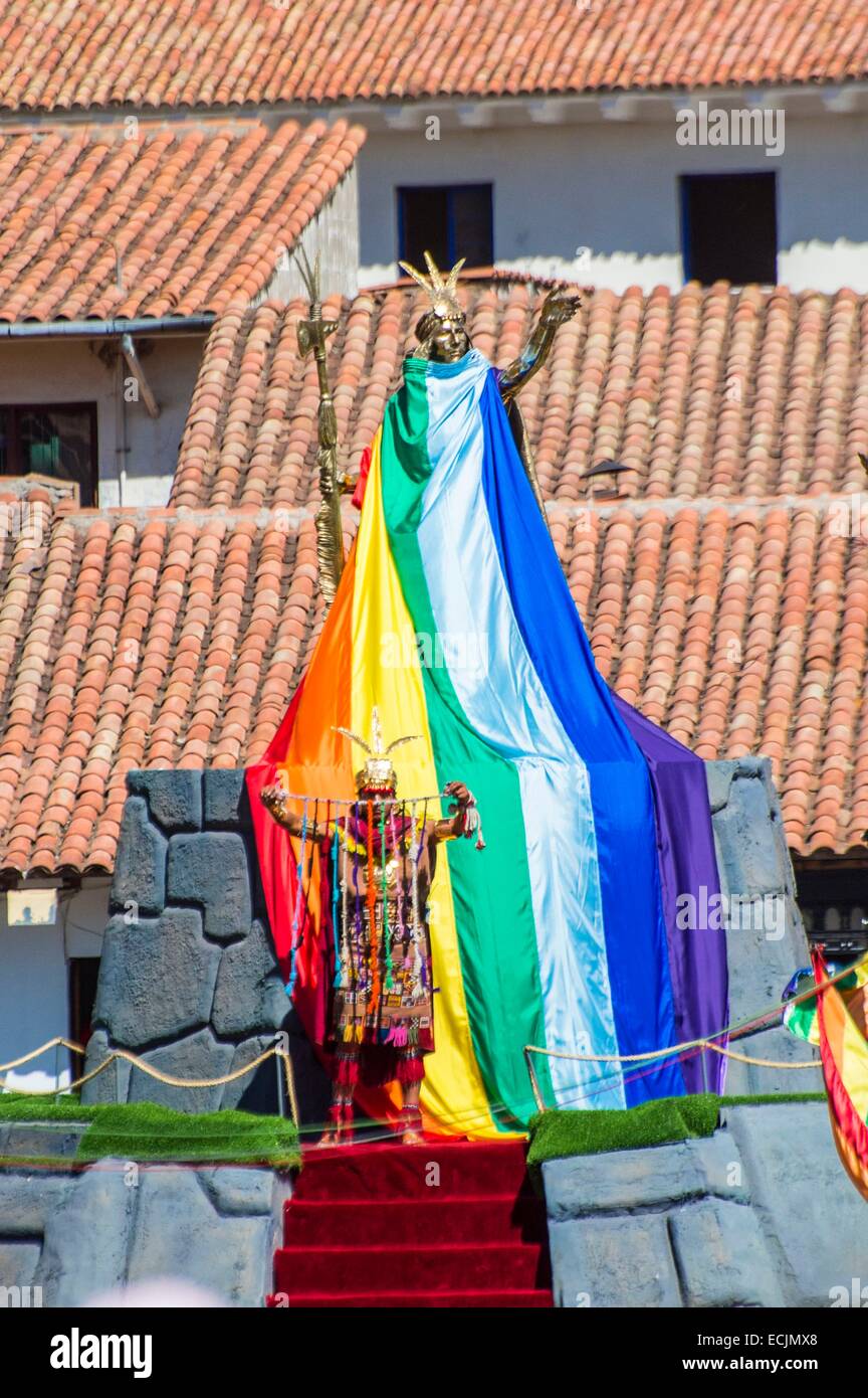 Peru, Cuzco Provinz, Cuzco, Weltkulturerbe von UNESCO, Inti Raymi, Festival der Sonne, ein wichtiges Inka fest, die stattfindet jeden Juni 24 in das historische Zentrum und Saqsayhuaman, Kennzeichnung der Winter-Sonnenwende und dem Beginn des co Stockfoto