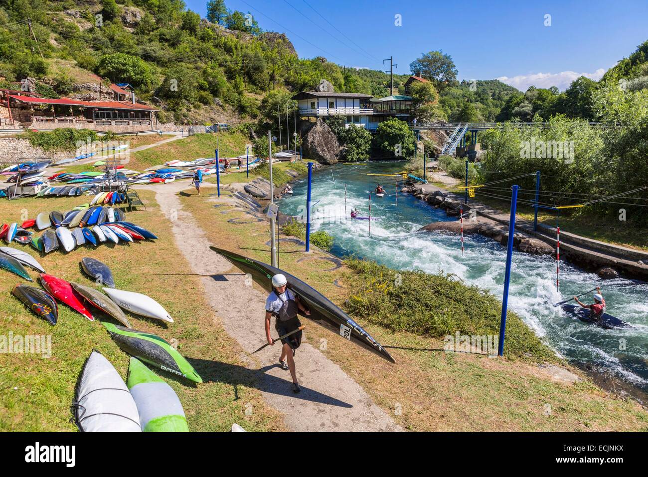 Republik Mazedonien, Sarai, die See und Canyon Matka, angetrieben vom Fluss Treska Stockfoto