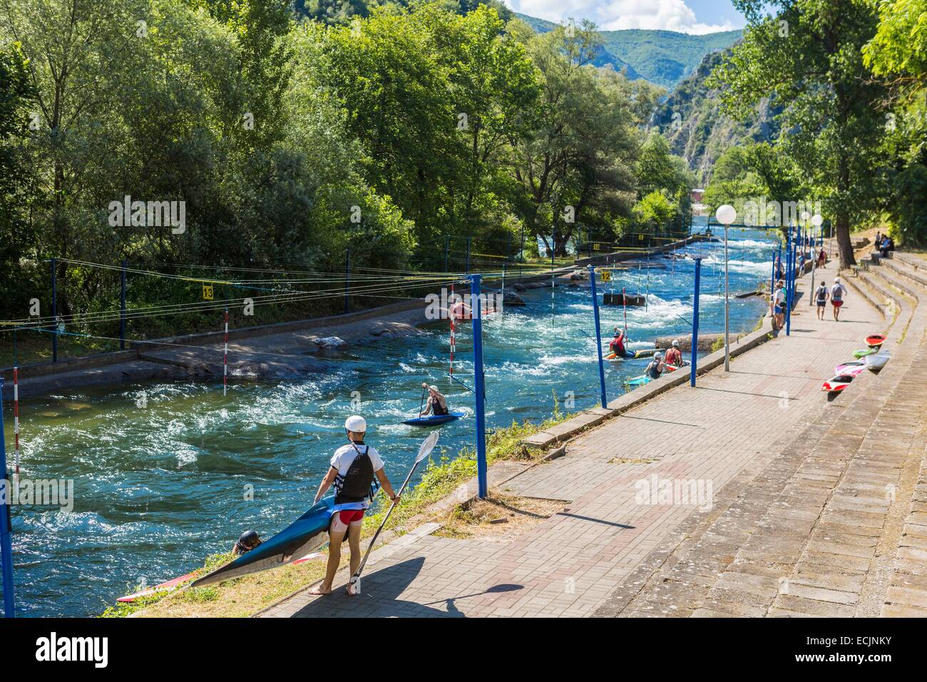 Republik Mazedonien, Sarai, die See und Canyon Matka, angetrieben vom Fluss Treska Stockfoto