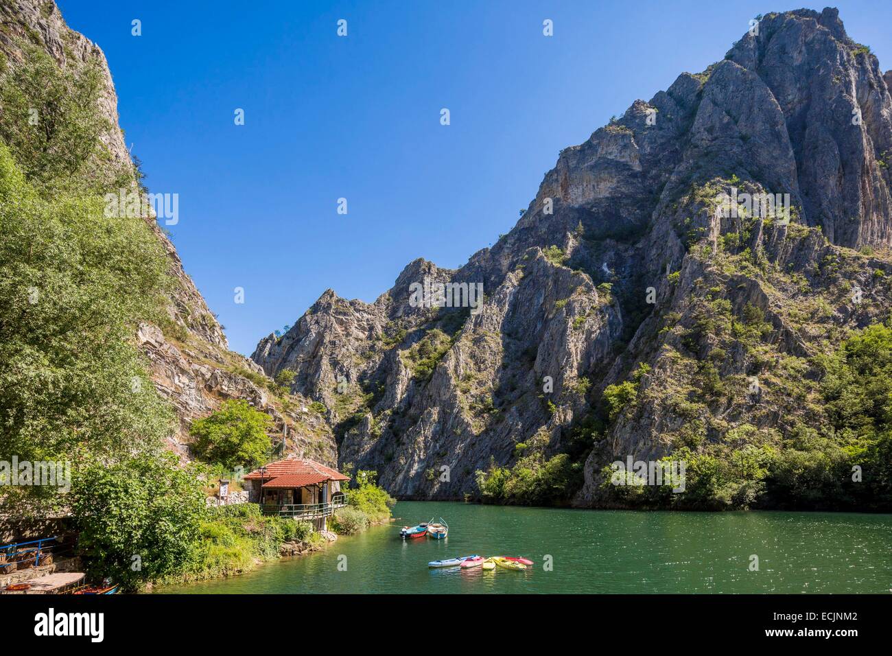 Republik Mazedonien, Sarai, die See und Canyon Matka, angetrieben vom Fluss Treska Stockfoto