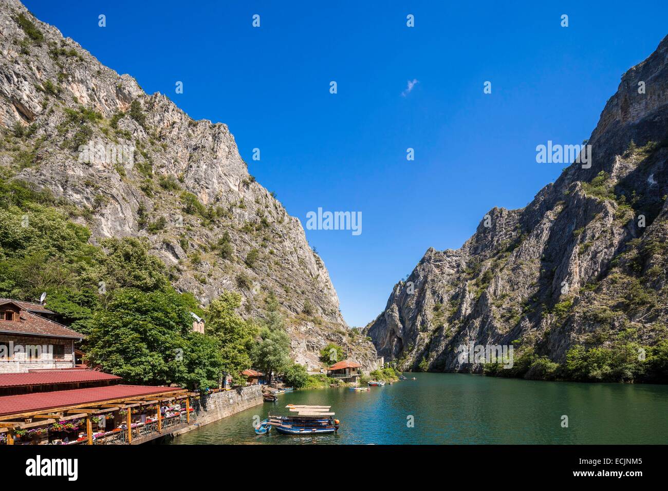 Republik Mazedonien, Sarai, die See und Canyon Matka, angetrieben vom Fluss Treska Stockfoto