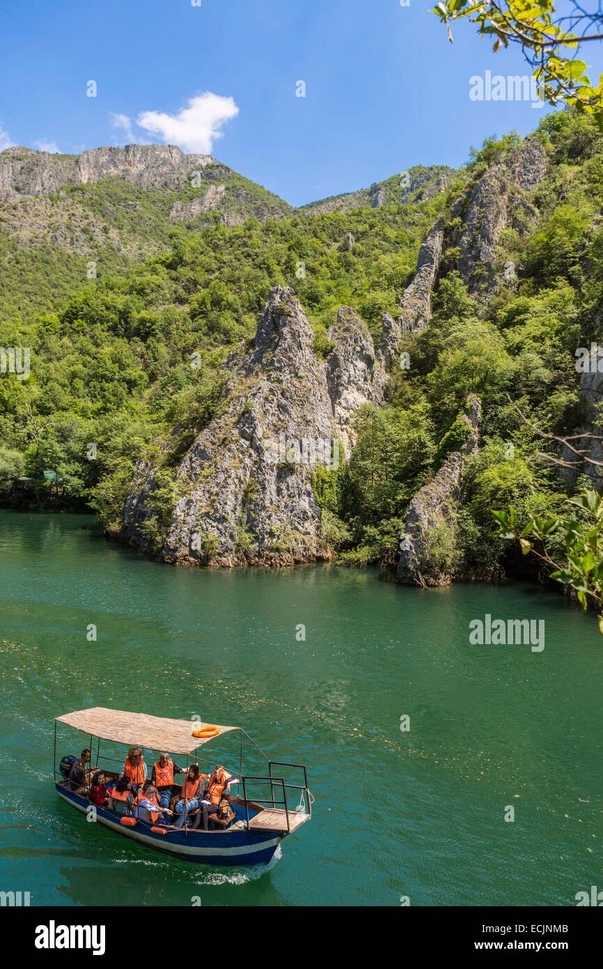Republik Mazedonien, Sarai, die See und Canyon Matka, angetrieben vom Fluss Treska Stockfoto