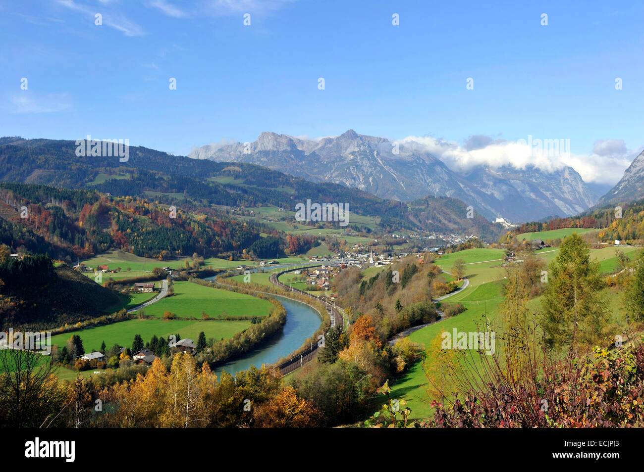 Österreich, Salzburger Land, Kärnten, Fusch, Fuschertal Tal und Hohe Tauern massiv Stockfoto