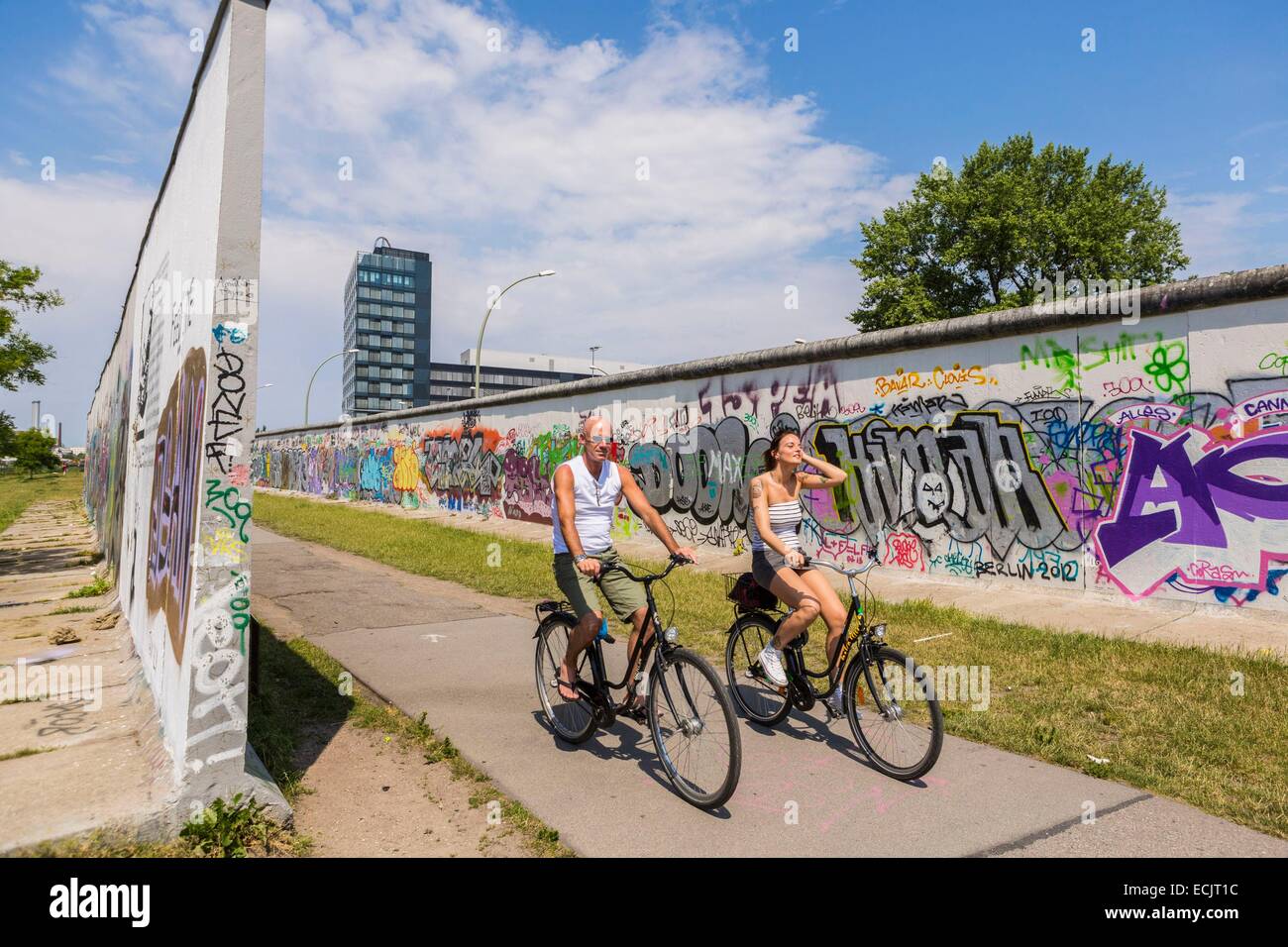 Deutschland, Berlin, Ost Berlin, Friedrichshain, East Side Gallery, die Reste der Stadtmauer, Graffities Stockfoto