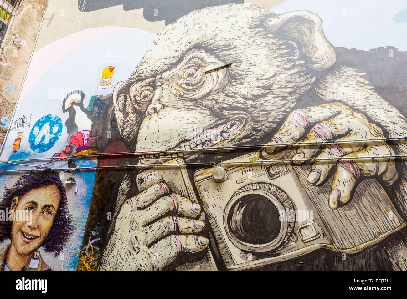 Deutschland, Berlin, Ost-Berlin, Scheunenviertel Bezirk, Haus Schwarzenberg Clubkultur, Hackescher Markt, Tag und graffiitis Stockfoto