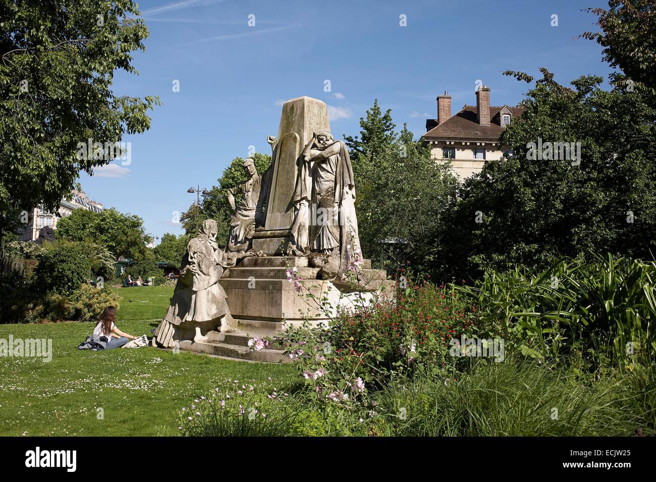 Frankreich, Paris, Place Denfert-Rochereau, Ledoux Volksgarten, Denkmal Ludovic Trarieux, Gründer und erster Präsident der französischen Liga für Menschenrechte, Jean Boucher Skulptur Stockfoto