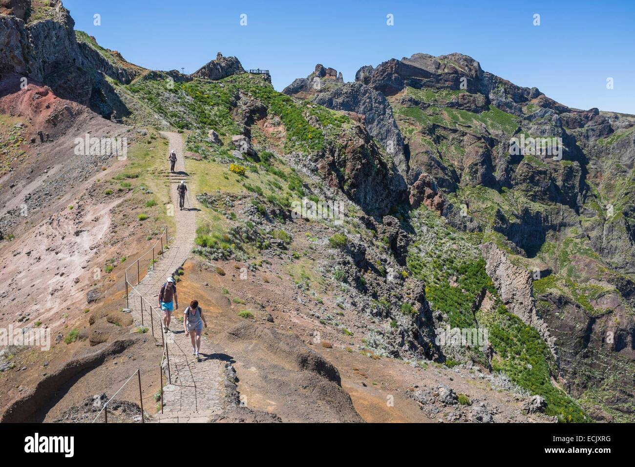 Portugal, Madeira Insel, Wandern zwischen Pico Ruivo und Pico Arieiro Stockfoto