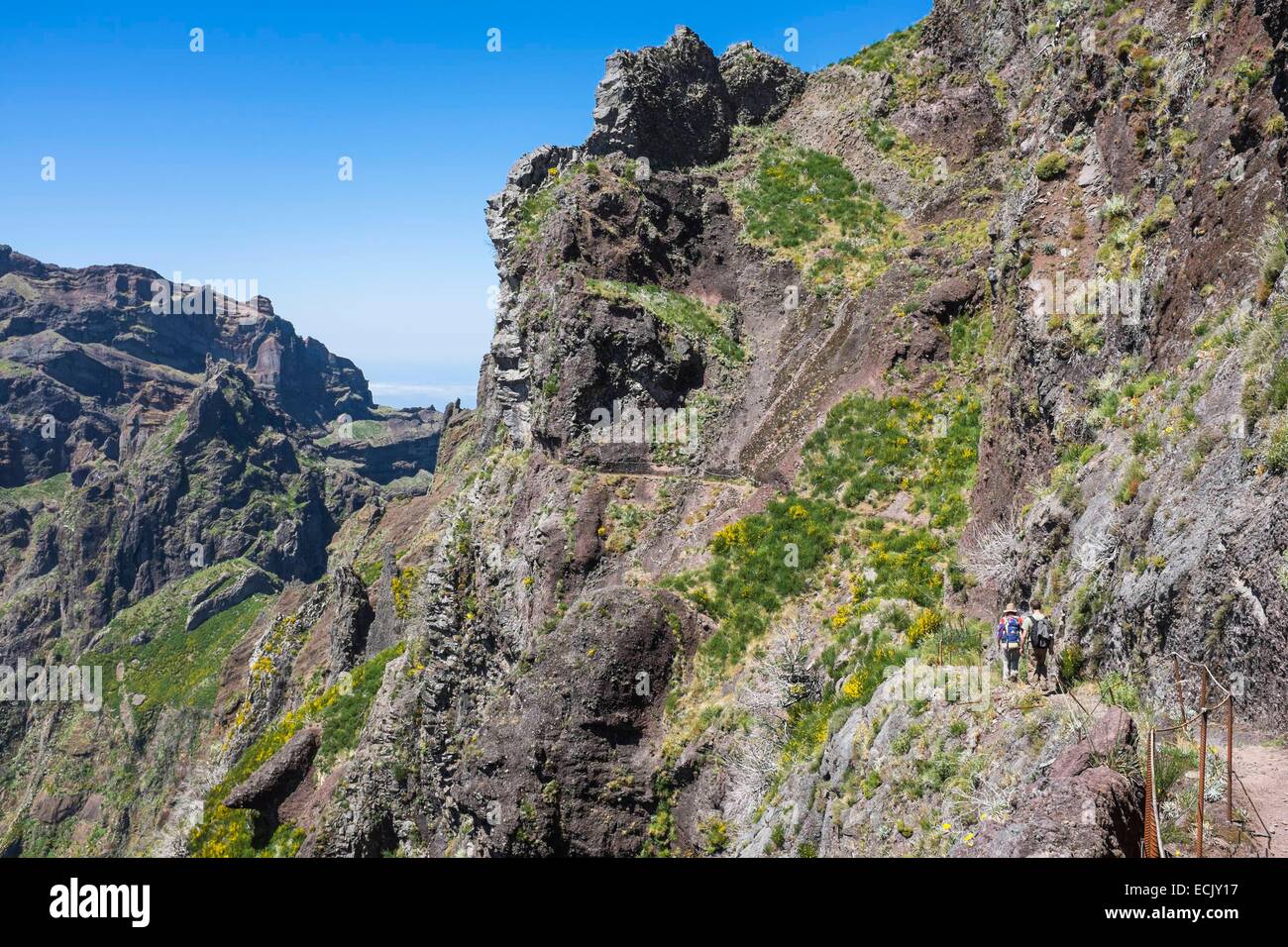 Portugal, Madeira Insel, Wandern zwischen Pico Ruivo und Pico Arieiro Stockfoto