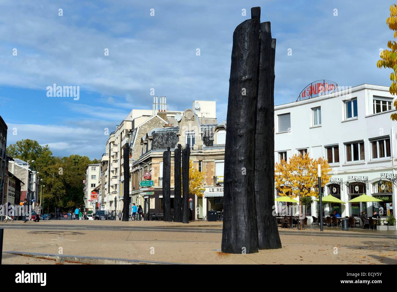 Frankreich, Marne, Reims, place Stalingrad, Christian Lapi Skulpturen Stockfoto