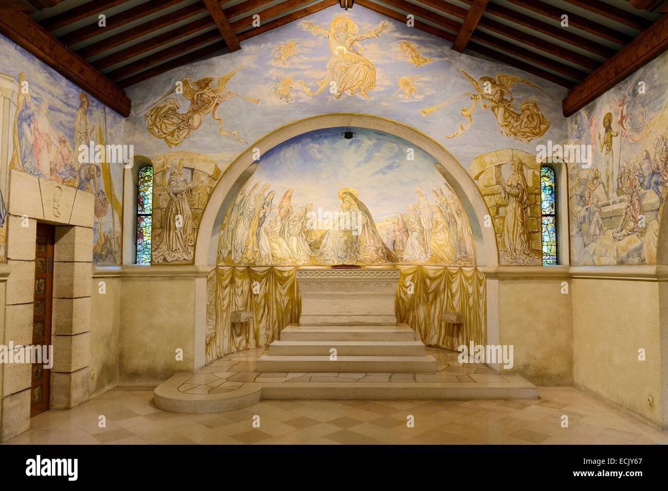 Frankreich, Marne, Reims, die Kapelle unserer Dame des Friedens oder Foujita Kapelle, Gemälde von Leonard Foujita Stockfoto