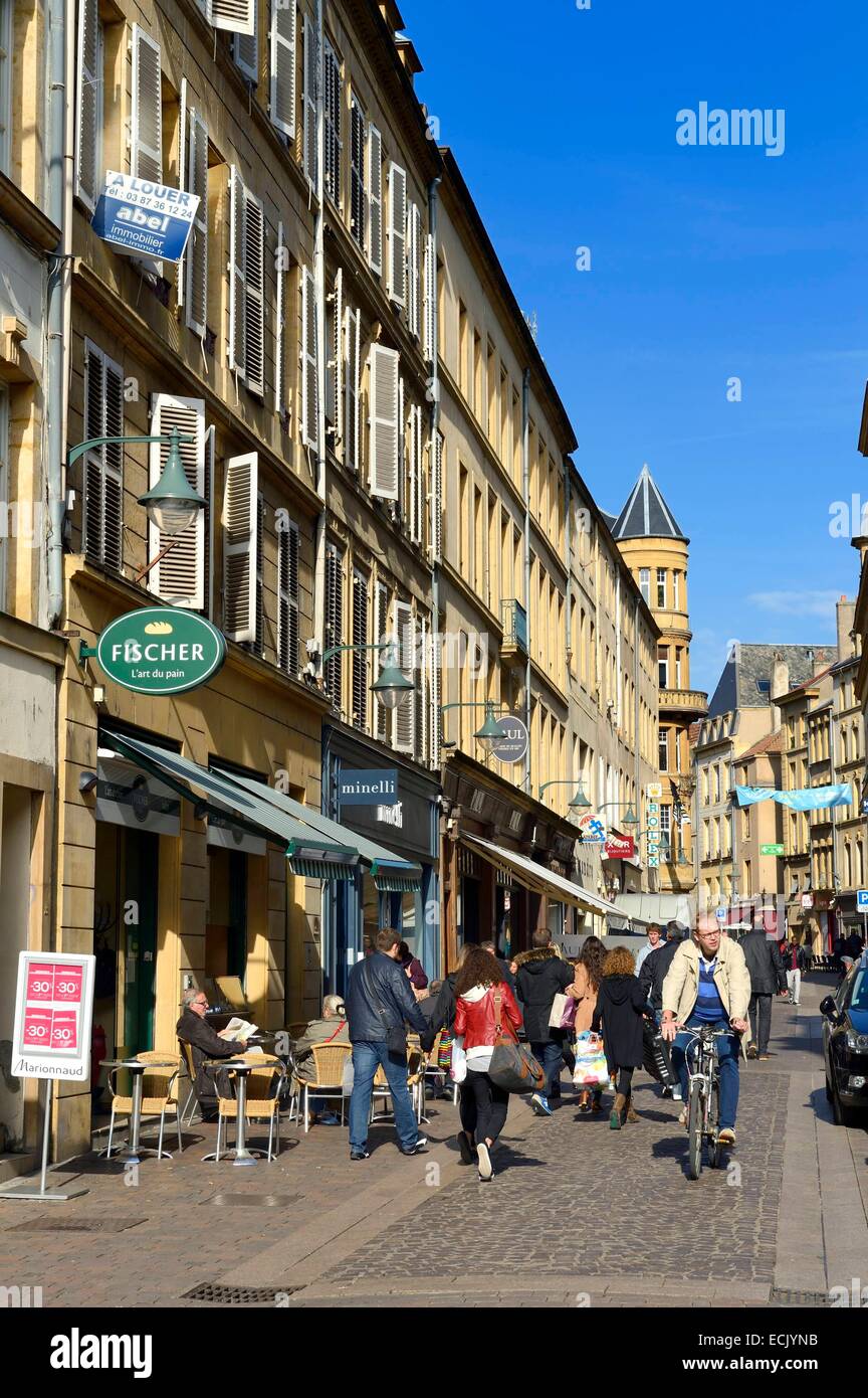 Frankreich, Moselle, Metz, sehr Einkaufsstraße rue du Petit Paris Stockfoto
