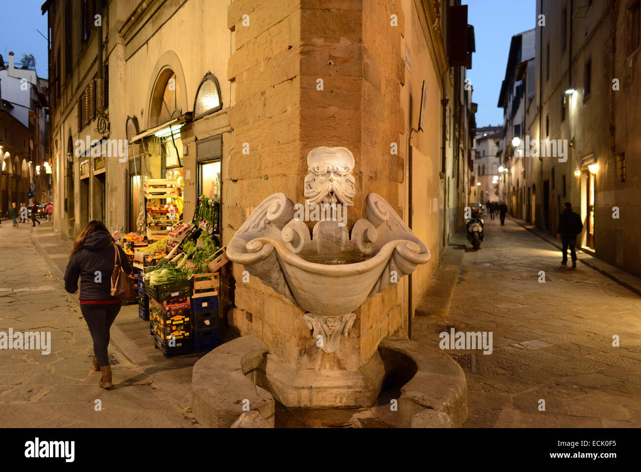 Florenz. Italien. Fontana del Buontalenti zwischen via Dello Sprone und Borgo San Jacopo in Oltrarno Viertel. Stockfoto