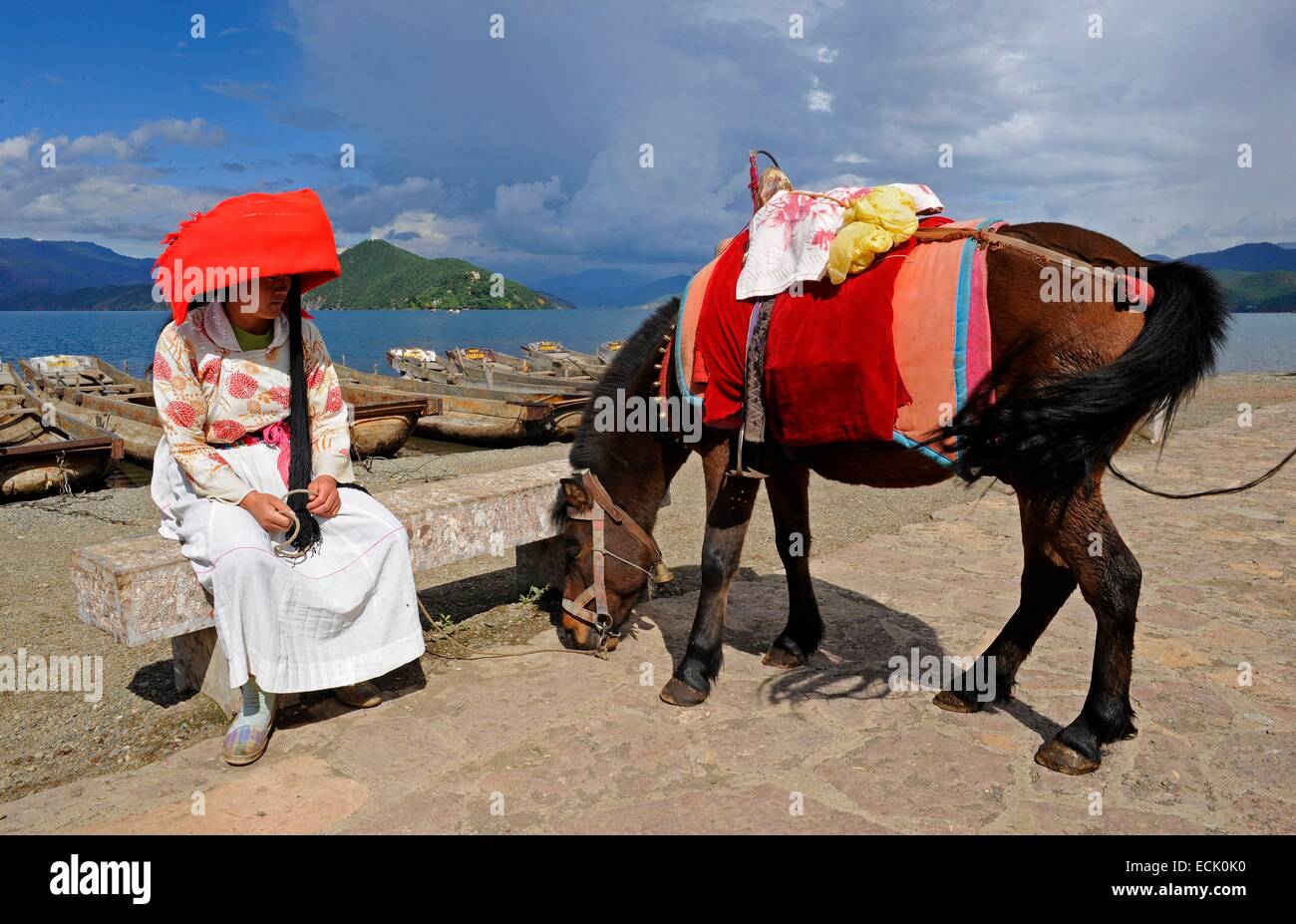 China, Provinz Yunnan, Mosuo (Moso) in der Nähe der Lugu-See Stockfoto