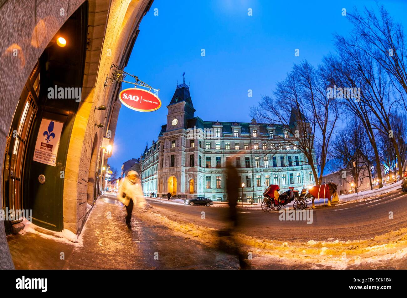 Kanada, Québec, Québec, Place d ' Armes nach unten der Fontenac Blick auf das Schloss in Saint-Louis-Straße im Viertel Seite im alten Stadtzentrum von der UNESCO als Welterbe gelistet Stockfoto