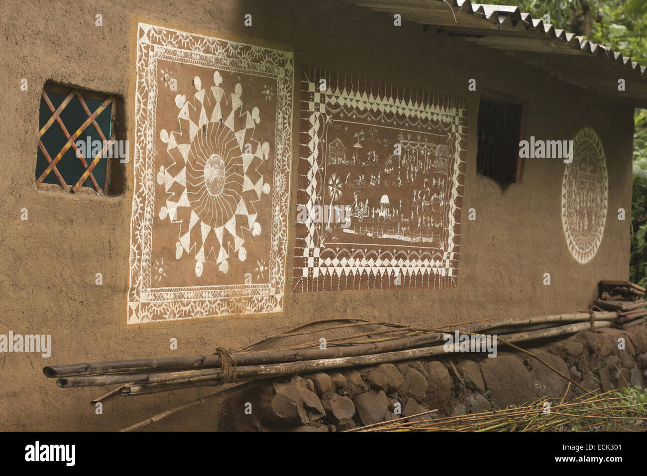 Wand-Gemälde Aarey Milch Kolonie, Mumbai, Indien Stockfoto