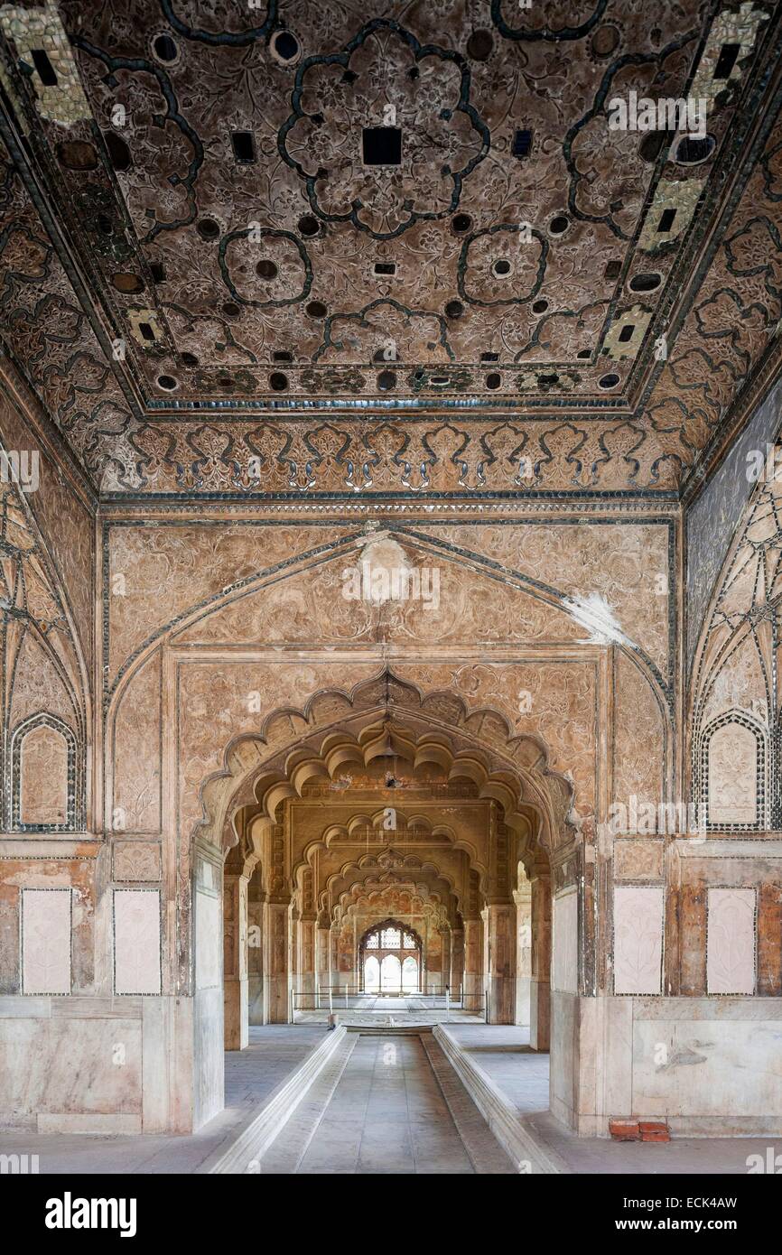 Indien, Neu-Delhi, Red Fort, das Palast-Fort von Shahjahanabad ist eine Festung des 17. Jahrhunderts Mogul-Architektur Weltkulturerbe der UNESCO, weißen Marmor hammam Stockfoto