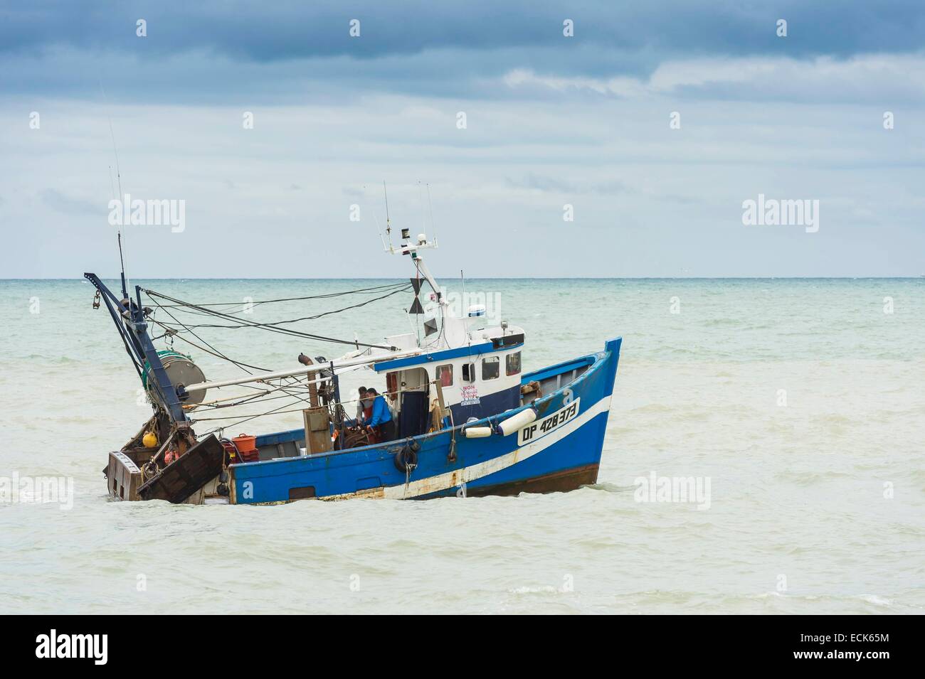 Frankreich, Seine Maritime, Le Treport, Rückkehr vom Fischen Stockfoto Frankreich, Seine Maritime, Le Treport, Rückkehr vom Fischen Stockfoto