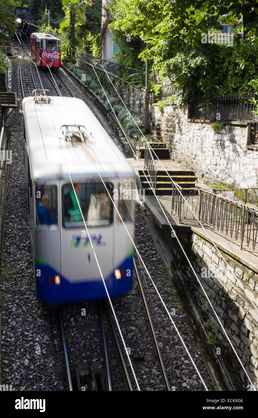 Schweiz, Tessin, Lugano, Seilbahn zum Bahnhof Stockfoto