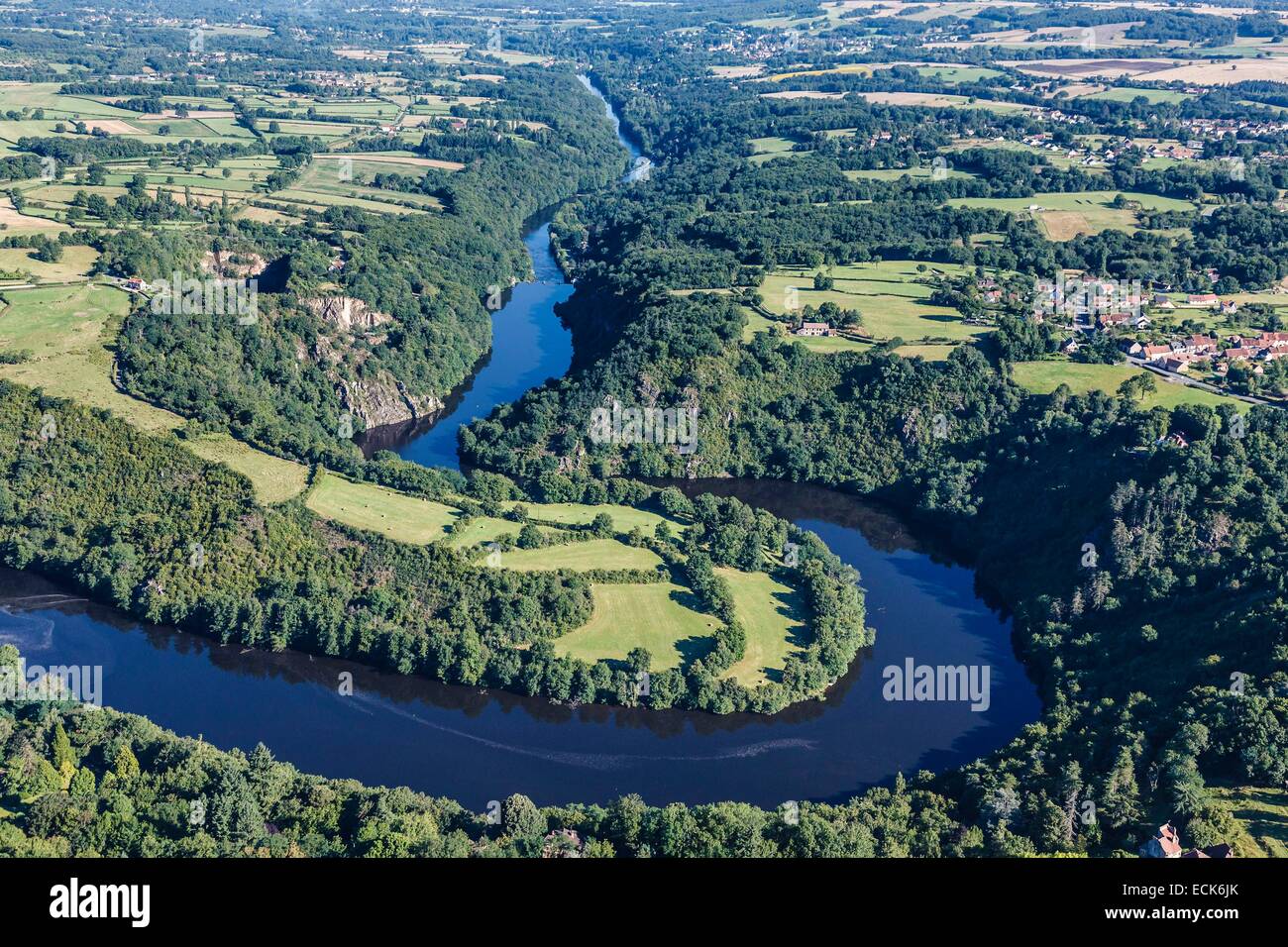 Frankreich, Indre, Badecon le Pin, la Creuse Schluchten (Luftbild) Stockfoto