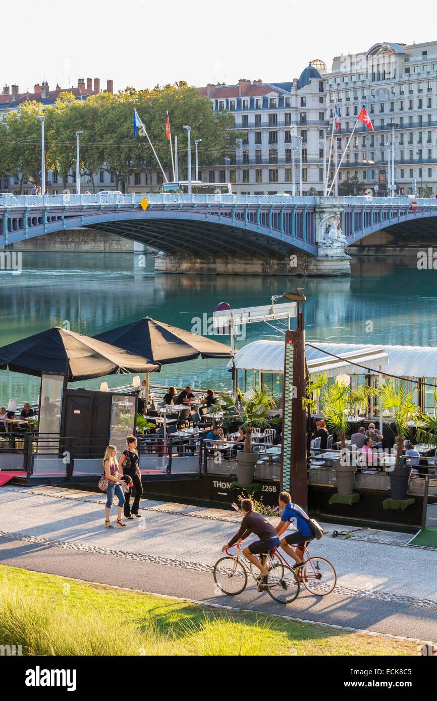 Frankreich, Rhone, Lyon, Rhone-Ufer, Quai General Sarrail und Lafayette-Brücke Stockfoto