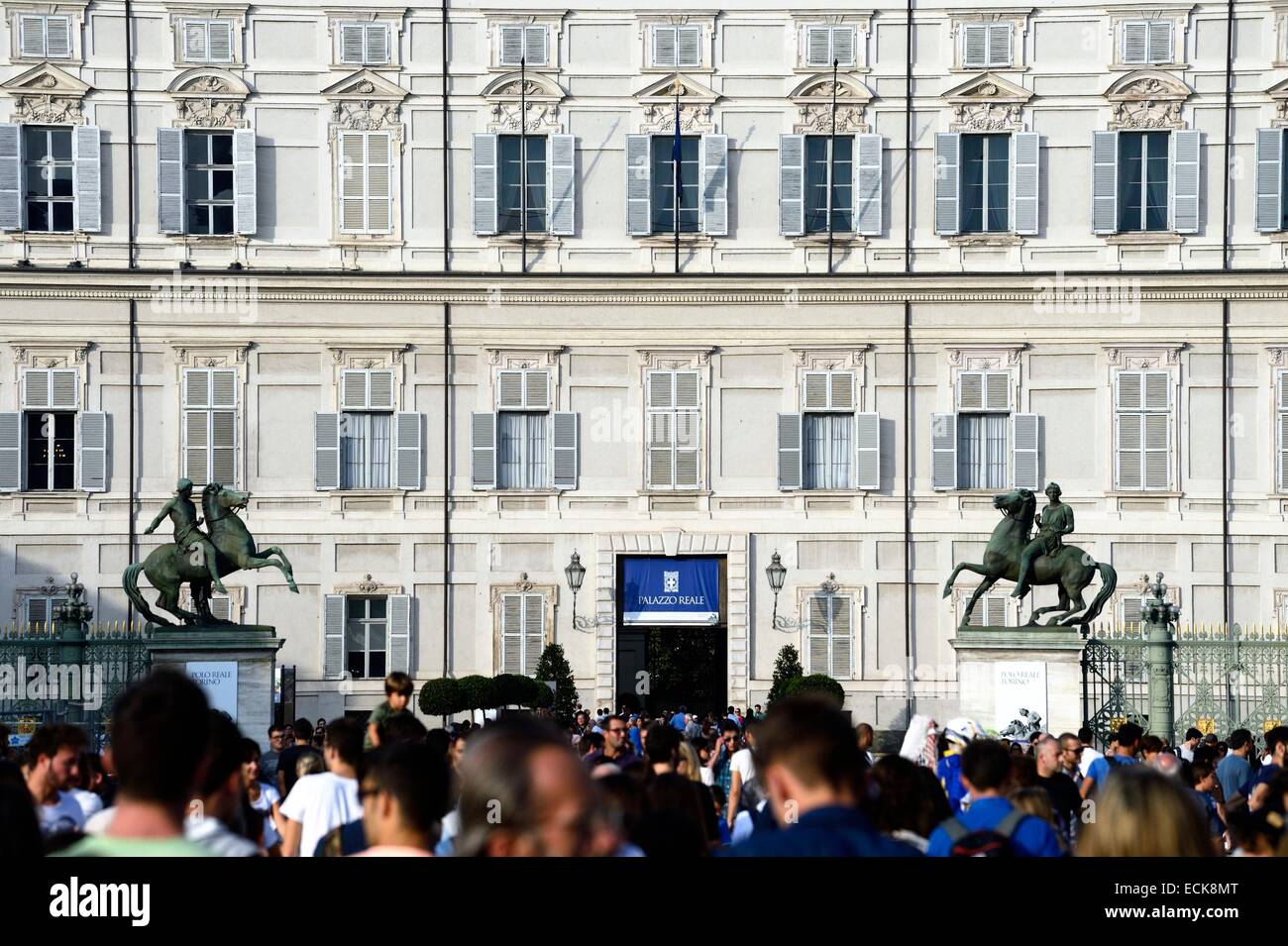 Italien, Piemont, Turin, Piazza Castelo, Palazzo Reale (Königspalast), offizielle Residenz der Herzöge von Savoyen und Könige bis 1865 Stockfoto