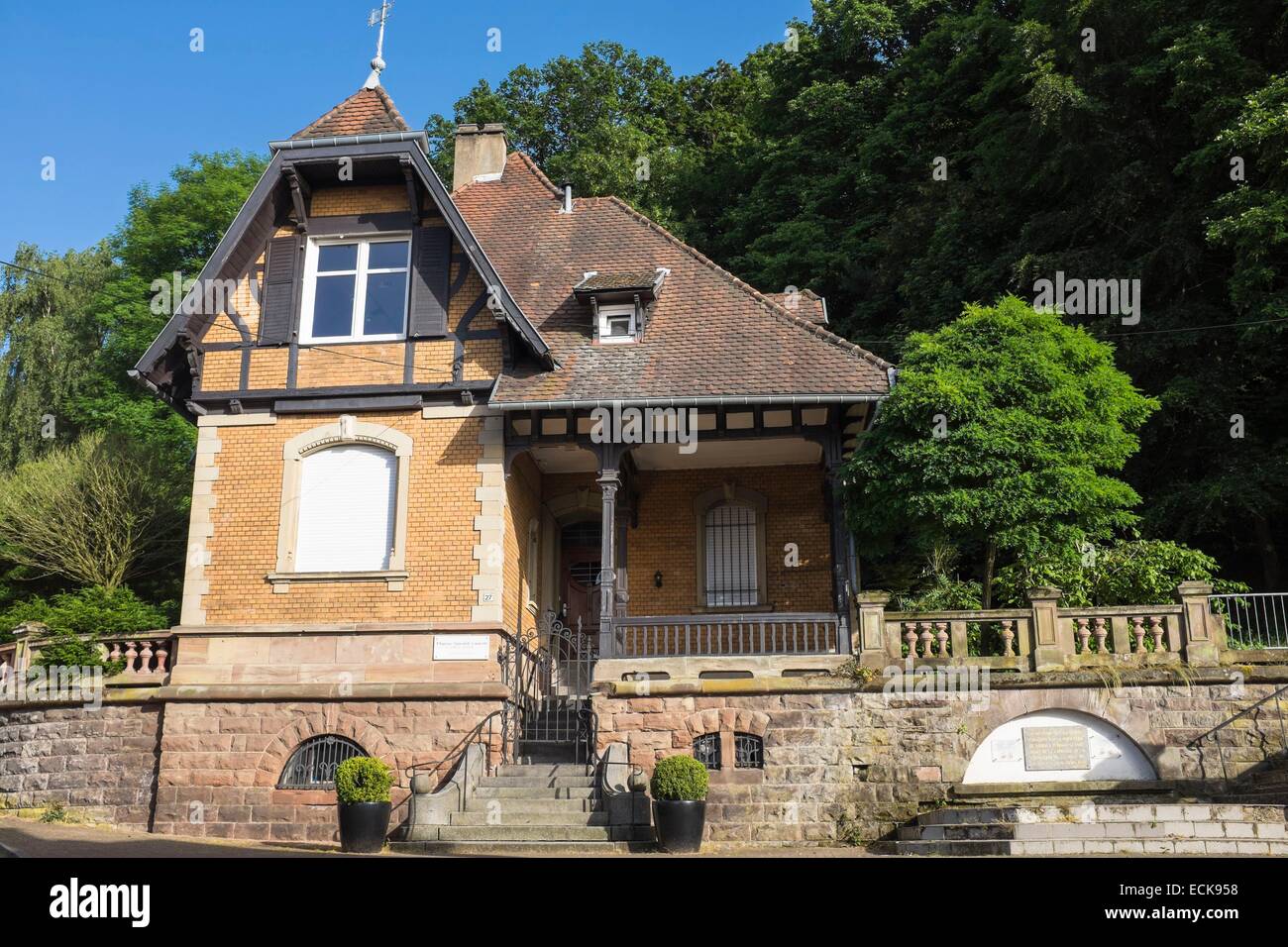 Frankreich, Mosel, Forbach, alten Forsthaus, erbaut im Jahre 1900, um Platz für die Familie der Ranger mit der Überwachung des Schlossberg Stockfoto