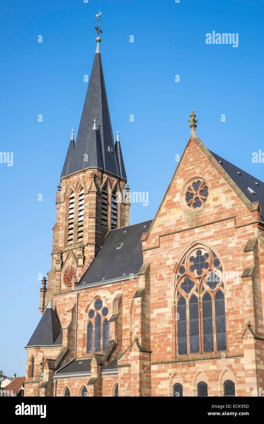 Frankreich, Mosel, Forbach, die neugotische evangelische Kirche Stockfoto
