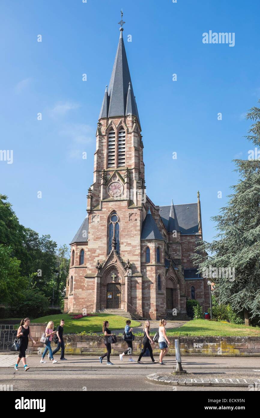 Frankreich, Mosel, Forbach, die neugotische evangelische Kirche Stockfoto