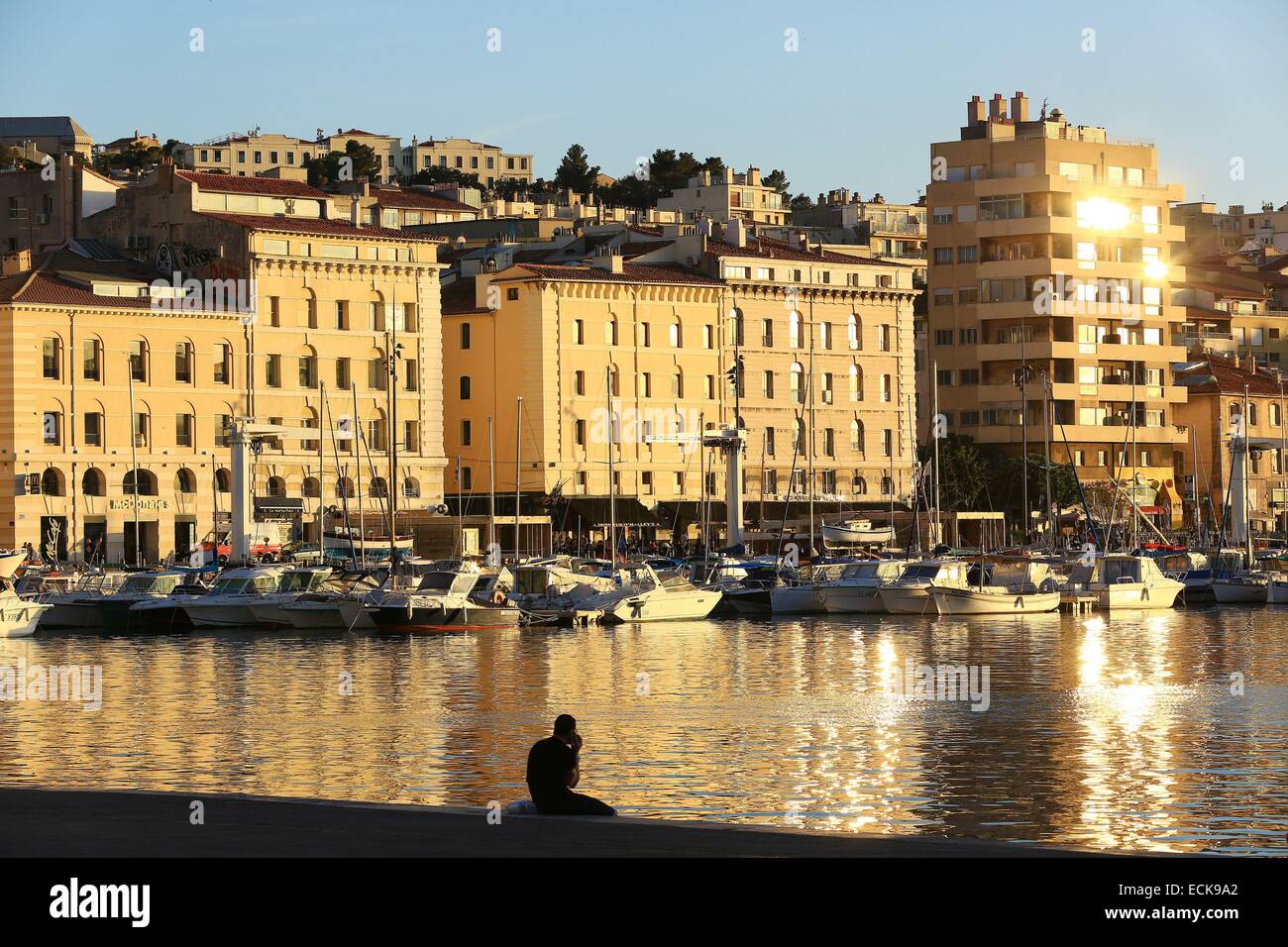 Bouches-du-Rhône, Frankreich, Marseille, Vieux Port, dock Rive Neuve, vom dock Fraternité Stockfoto