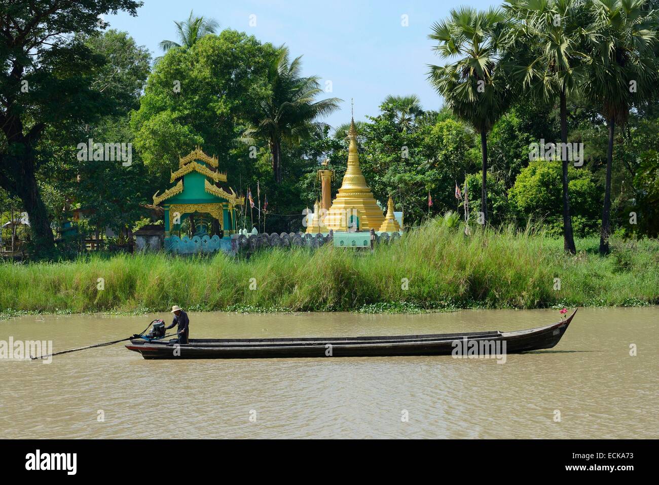 Myanmar (Burma), Bago (Pegu) Umgebung, Bago river Stockfoto