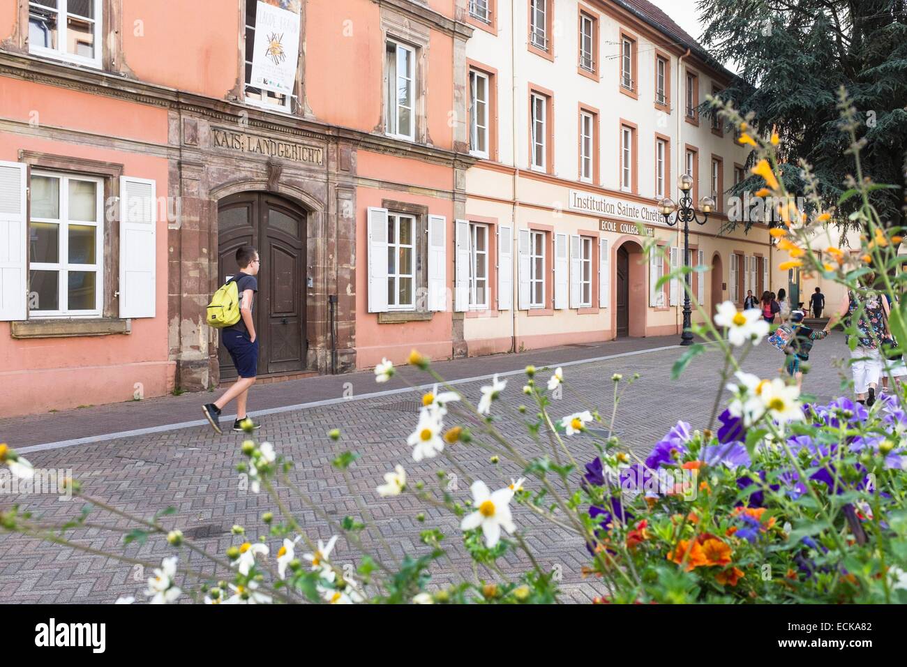 Frankreich, Mosel, Sarreguemines, rue Sainte-Croix Stockfoto