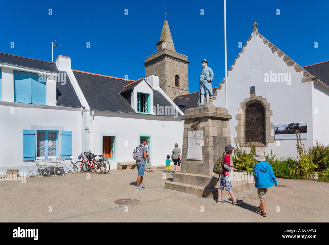 Frankreich, Morbihan, der Golf von Morbihan, Ponant-Inseln, die Insel Houat, das Dorf Stockfoto